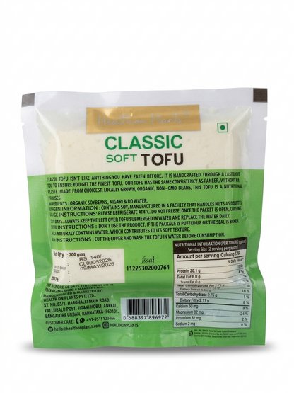 Tofu | Classic Tofu - 40gm Protein Per Pack - Health on Plants - 200gm