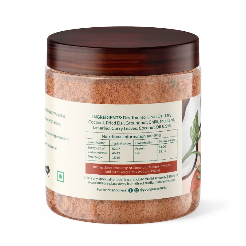 Chutney | Tomato Coconut Chutney - Natural - Vegan &amp; No Additives - Good Graze - 125gm