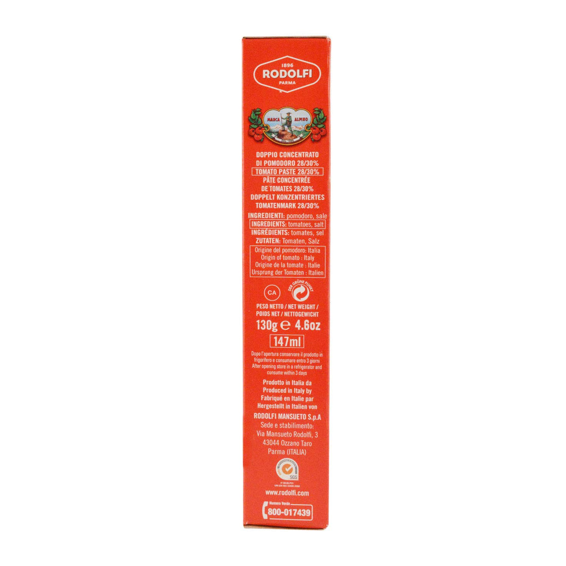 Tomato Paste | Tube - Italian Tomatoes - Rodolfi - 130gm