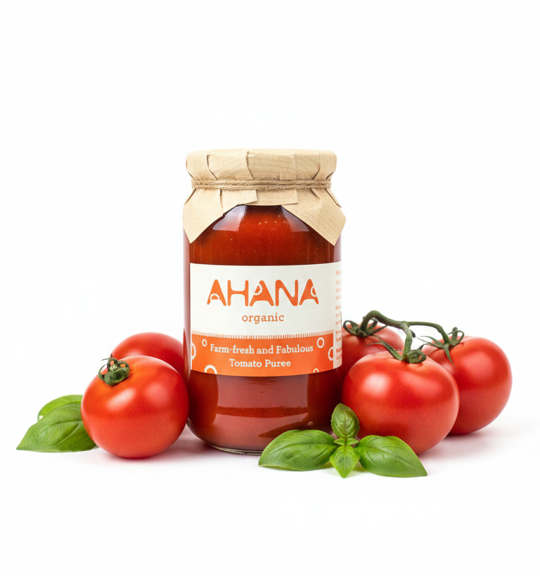Tomato Puree | Farm Fresh & Fabulous Tomato Puree - No Cholesterol - No Flavor & No Added Preservatives - Ahana Organic 350 gm
