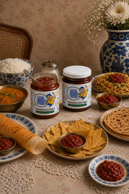 Chutney | Tomato Chutney - Made in 100% Olive Oil-Made with Real Tomatoes - No Added Colours &amp;amp; No Artificial Preservatives –Bawa Gone Goan- 180gm
