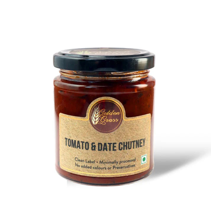 Chutney | Tomato &amp; Date Chutney (Home Made With Probiotic Goodness) – 100% Natural – Vegan, No Added Colour &amp;amp; No Added Preservatives – Golden Grass – 200gm