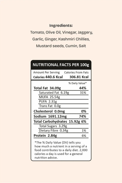 Chutney | Tomato Chutney - Made in 100% Olive Oil-Made with Real Tomatoes - No Added Colours &amp;amp; No Artificial Preservatives –Bawa Gone Goan- 180gm