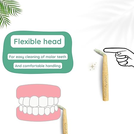 Brush | Bamboo Interdental Brush - For Small Gaps Between Teeth - Eco Friendly - Toothfully Yours - Pack Of 4