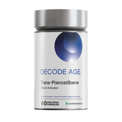 Trans Pterostilbene | Sirtuin Activator - Potent Antioxidant, Supports Healthy Ageing &amp; Immunity - Vegan &amp; GMO Free – Decode Age – 60 Capsules