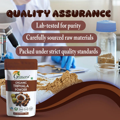Triphala Powder (Boosts Immunity &amp; Overall Well-being) -Vegan, Gluten Free -No Additives, Preservatives, or Artificial Colours – Grenera – 100gm