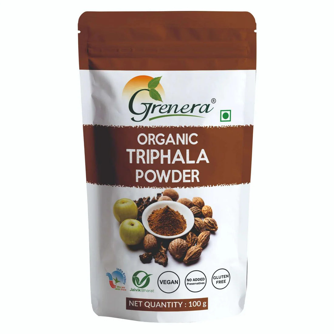 Triphala Powder (Boosts Immunity & Overall Well-being) -Vegan, Gluten Free -No Additives, Preservatives, or Artificial Colours – Grenera – 100gm