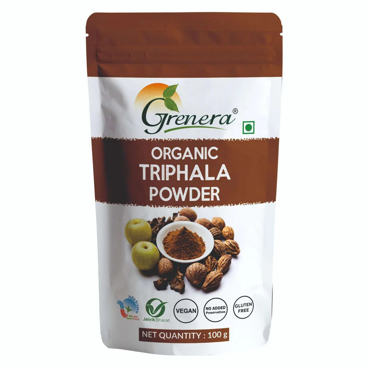 Triphala Powder (Boosts Immunity &amp; Overall Well-being) -Vegan, Gluten Free -No Additives, Preservatives, or Artificial Colours – Grenera – 100gm