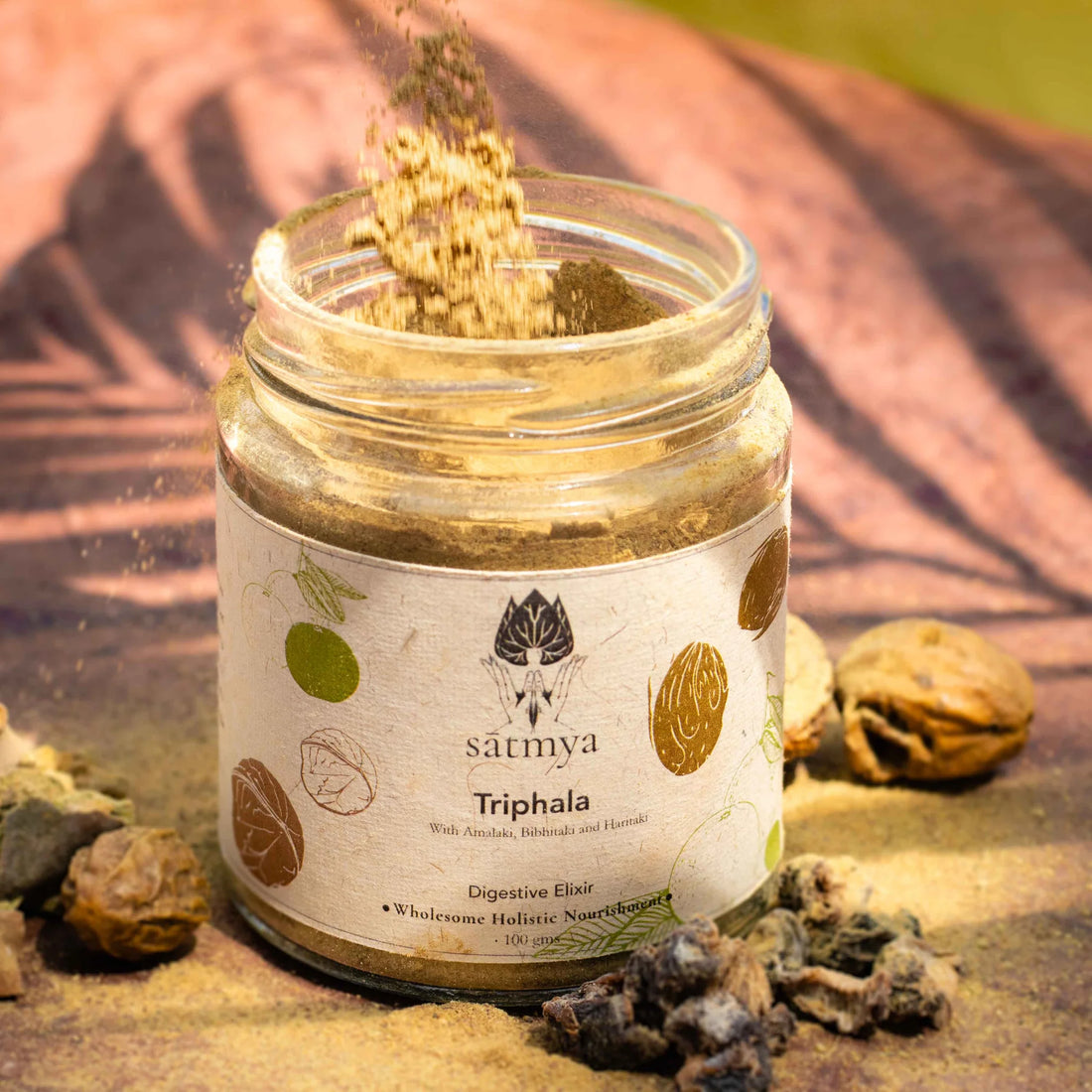 Triphala Powder | With Amalaki, Bibhitaki And Haritaki - Stress And Anxiety Relief - Digestive Elixir - All Natural - No Preservatives, No Added Sugar & No Added Artificial Colour Or Flavors - Satmya - 100gm
