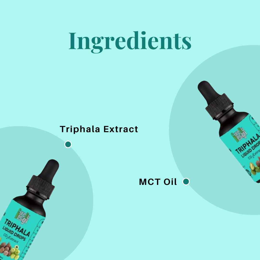 Triphala Liquid Drops | Co2 Extract - Improve Digestion &amp; Detox - Refresh Your Body &amp; Cleanse Naturally - Cure By Design - 30ml