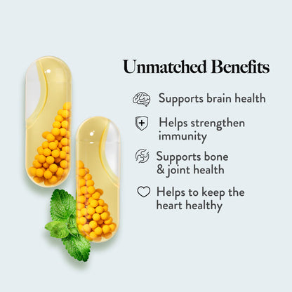 Triple Strength Omega 3 | (Fish Oil With Curcumin Extract For Joint, Heart &amp;amp; Brain Health) - Slow - Wheat Free &amp;amp; No GMO - Wellbeing Nutrition - 60 Capsules