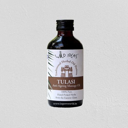 Massage Oil | Tulasi Anti Ageing Massage Oil - 100% Pure - Hand Picked Herbs From The Eastern Ghats - Wild Ideas - 200ml
