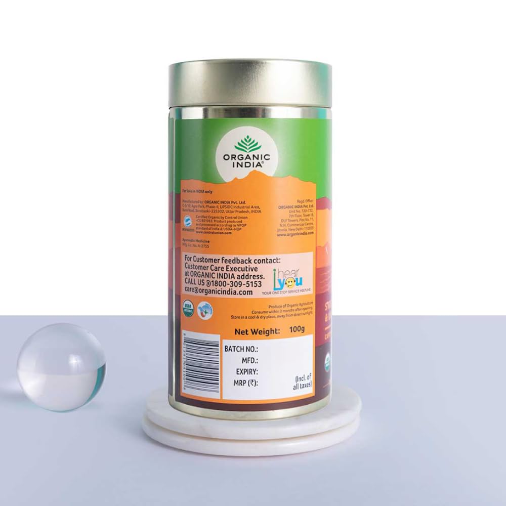 Tulsi Ginger Tea – USDA Organic – Caffeine Free – Organic India – 100gm