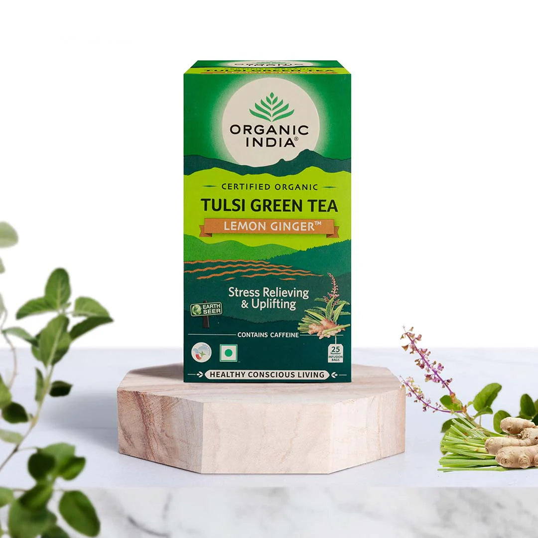 Tulsi Green Tea - Lemon Ginger – Organic India – 25 Infusion bag