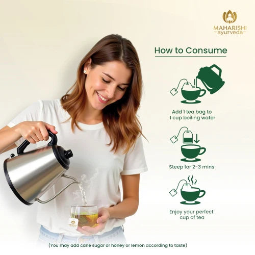 Tea | Tulsi Green Tea Lemon Ginger (With Green Tea, Tulsi, Ginger, And Lemongrass) - Ayurvedic Stress Relief &amp; Immunit - Certified Organic Ayurvedic Infusion - Gluten Free &amp; No Added Flavours - Maharishi Ayurveda - 20 Tea Bags