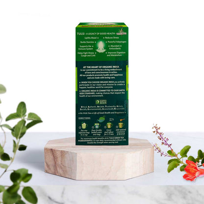 Tea | Tulsi Green Tea (Pomegranate) – Stress Relieving &amp; Uplifting – USDA Organic – Organic India – 25Tea Bags