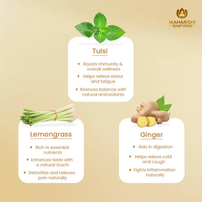 Tea | Tulsi Lemon Ginger Tea - Supports Immunity &amp; Digestion - Maharishi Ayurvedaindia - 20 Tea Bag