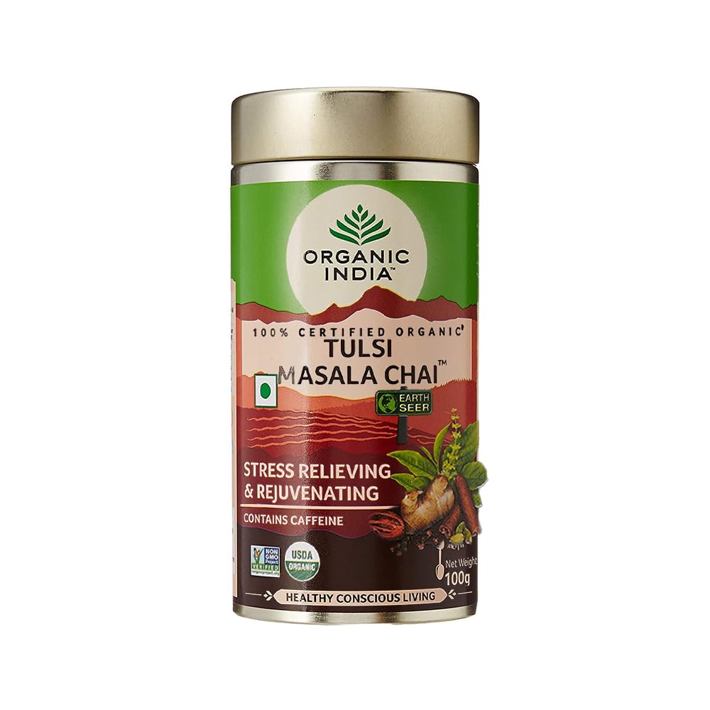Tulsi Masala Chai - Stress Relieving & Rejuvenating - Certified Organic - Organic India - 100gm