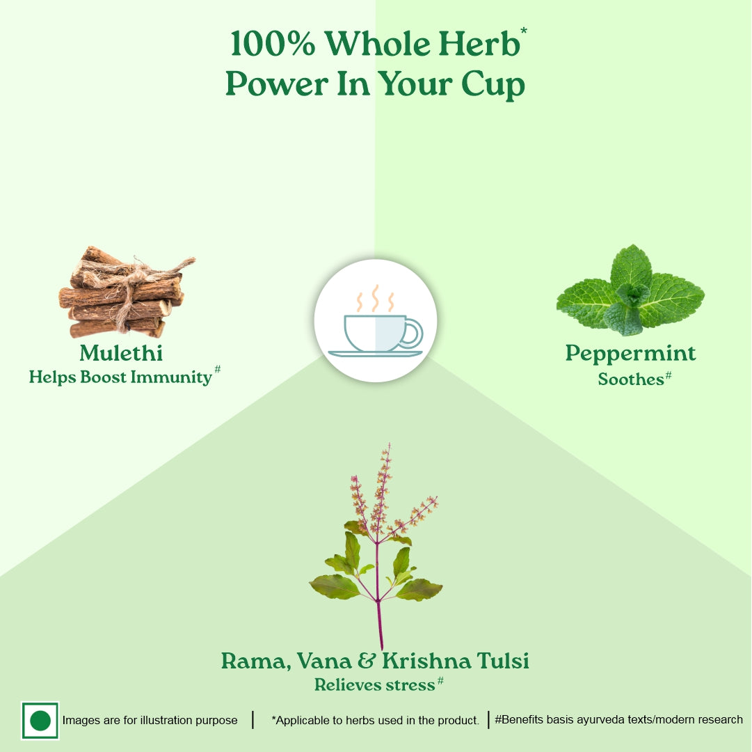 Tulsi Mulethi Tea - Stress Relieving &amp; Cough, Cold Support - Caffeine Free - Organic India - 25 Tea Bags