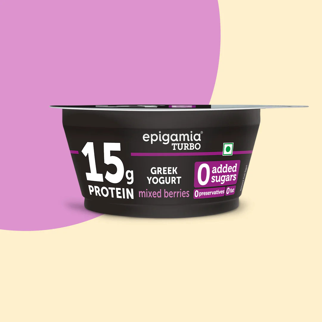Yogurt | Mixed Berries Greek Yogurt - 15g Protein- No Added Sugar &amp; No Added Preservatives – Epigamia - 140gm