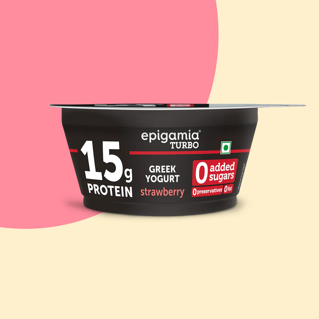 Yogurt | Greek Yogurt - Strawberry - 15g Protein - No Added Preservatives ,Zero Fat &amp; No Added Sugar - Epigamia - 140gm