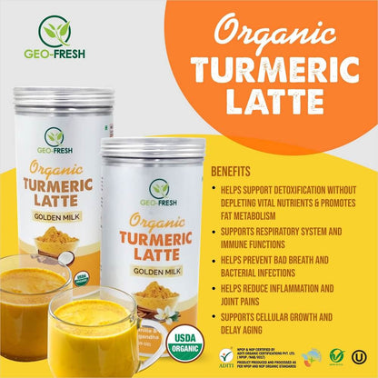 Turmeric Latte Golden Milk - Vanilla &amp;amp; Ashwagandha - Vegan &amp;amp; Gluten Free - Geo Fresh - 200gm