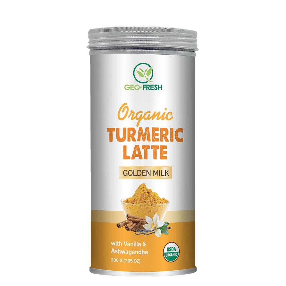 Turmeric Latte Golden Milk - Vanilla &amp;amp; Ashwagandha - Vegan &amp;amp; Gluten Free - Geo Fresh - 200gm