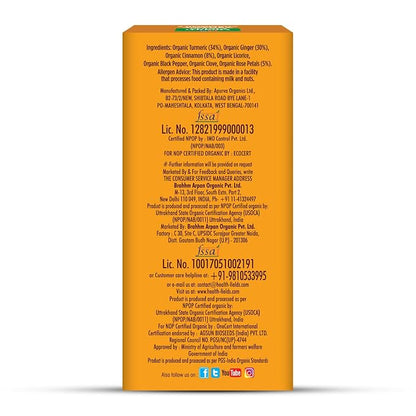 Tea | Turmeric Ginger Golden Shield - Infusion Herbal Tea, Immunity &amp; Digestion Support  -Caffeine Free-No Artificial Colours, Flavours or Preservatives -Health Fields –  25 Tea Bags