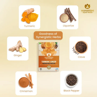 Tea | Turmeric Ginger Tea - Immunity &amp; Digestion Boosting Ayurvedic Blend - No Added Flavours - Maharishi Ayurveda - 20 Tea Bags