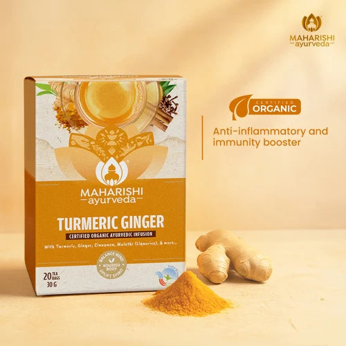 Tea | Turmeric Ginger Tea - Immunity &amp; Digestion Boosting Ayurvedic Blend - No Added Flavours - Maharishi Ayurveda - 20 Tea Bags
