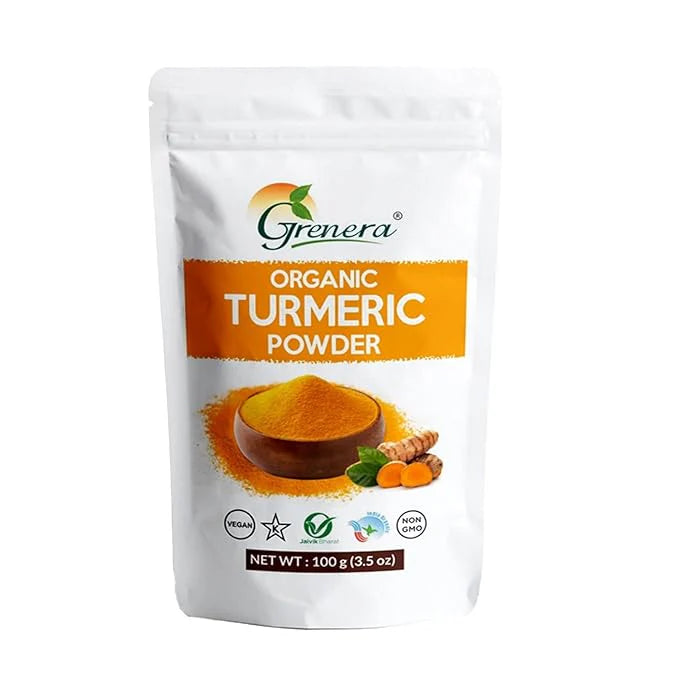Turmeric Powder | Organic Turmeric Powder (100% Natural &amp; Pure Turmeric Root Powder) -Vegan, Gluten Free- No Added Preservatives  - Grenera - 100gm