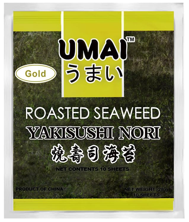 Seaweed Sheet | Gold Roasted Nori Sheet - Roasted  - UMAI - 10 Sheet 28gm