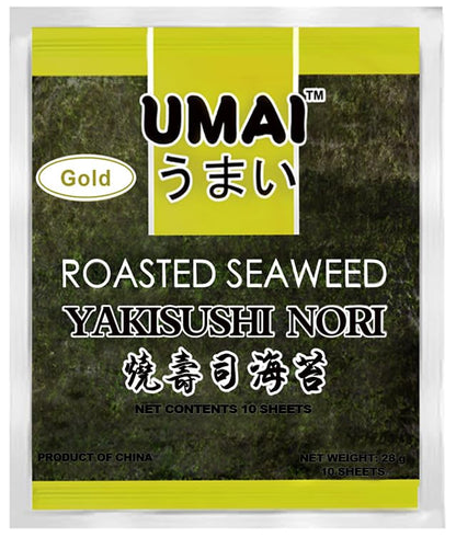 Seaweed Sheet | Gold Roasted Nori Sheet - Roasted  - UMAI - 10 Sheet 28gm