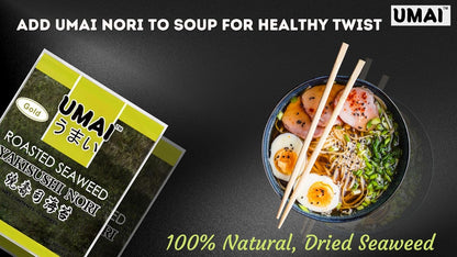 Seaweed Sheet | Gold Roasted Nori Sheet - Roasted  - UMAI - 10 Sheet 28gm