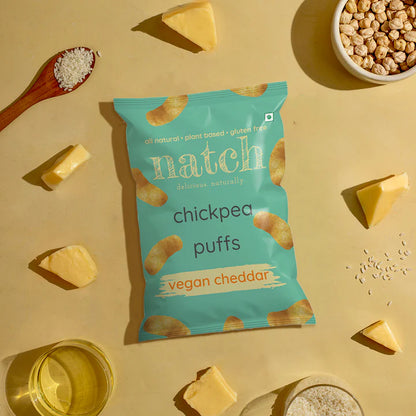 Puffs | Chickpea Puffs (Vegan Cheddar) – All Natural , Plant Based – Vegan, Gluten Free, Trans Fat Free, Non GMO &amp; No Added Artificial Flavor – natch – 65gm