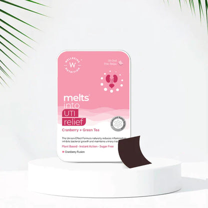 UTI Relief (Cranberry + Green Tea) – Melts – Natural – Vegan, Gluten Free, &amp;amp; Zero Sugar – Wellbeing Nutrition – 30 Stripsnew