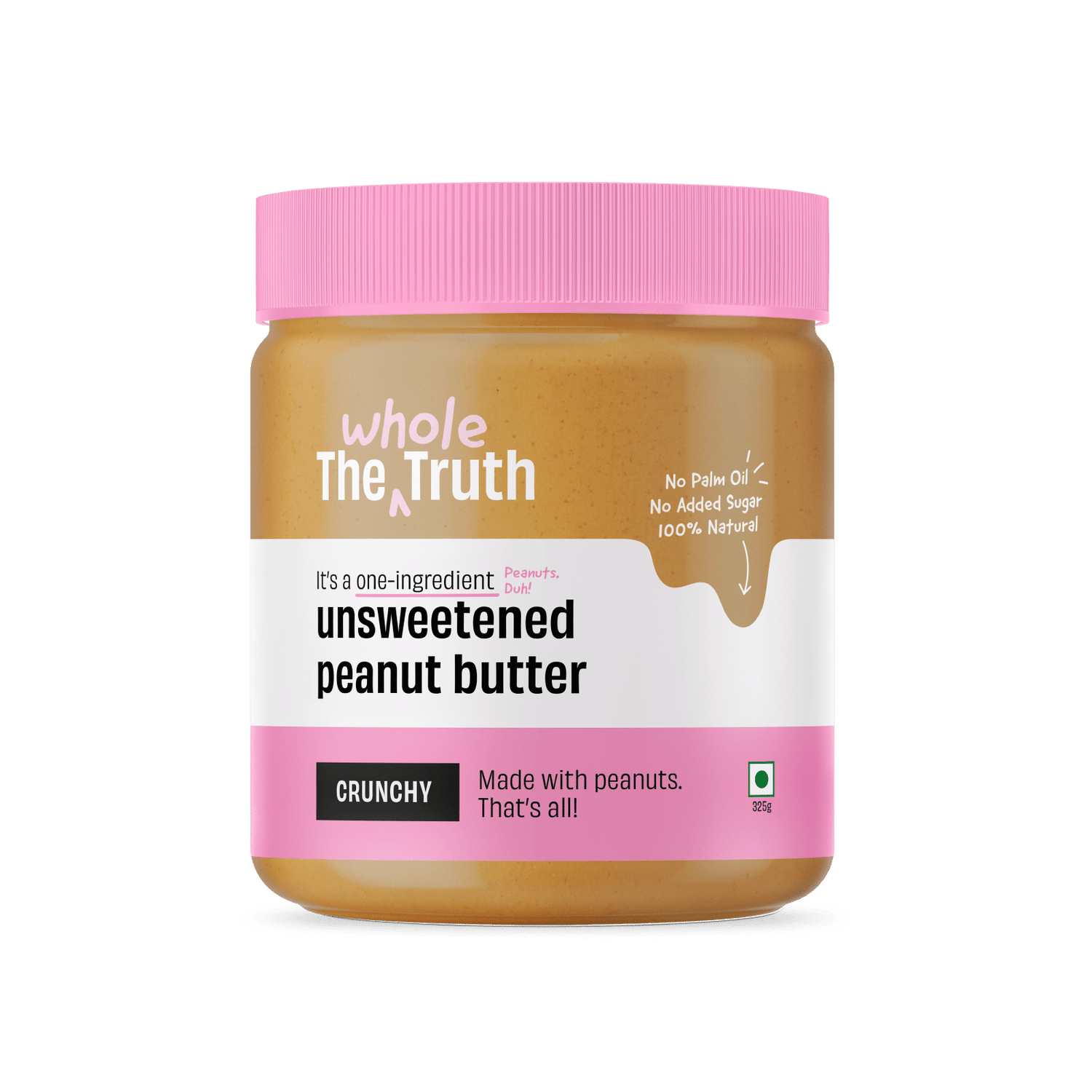 Peanut Butter | Unsweetened - Dark Chocolate - Crunchy - No Added Sugar - The Whole Truth - 325gm