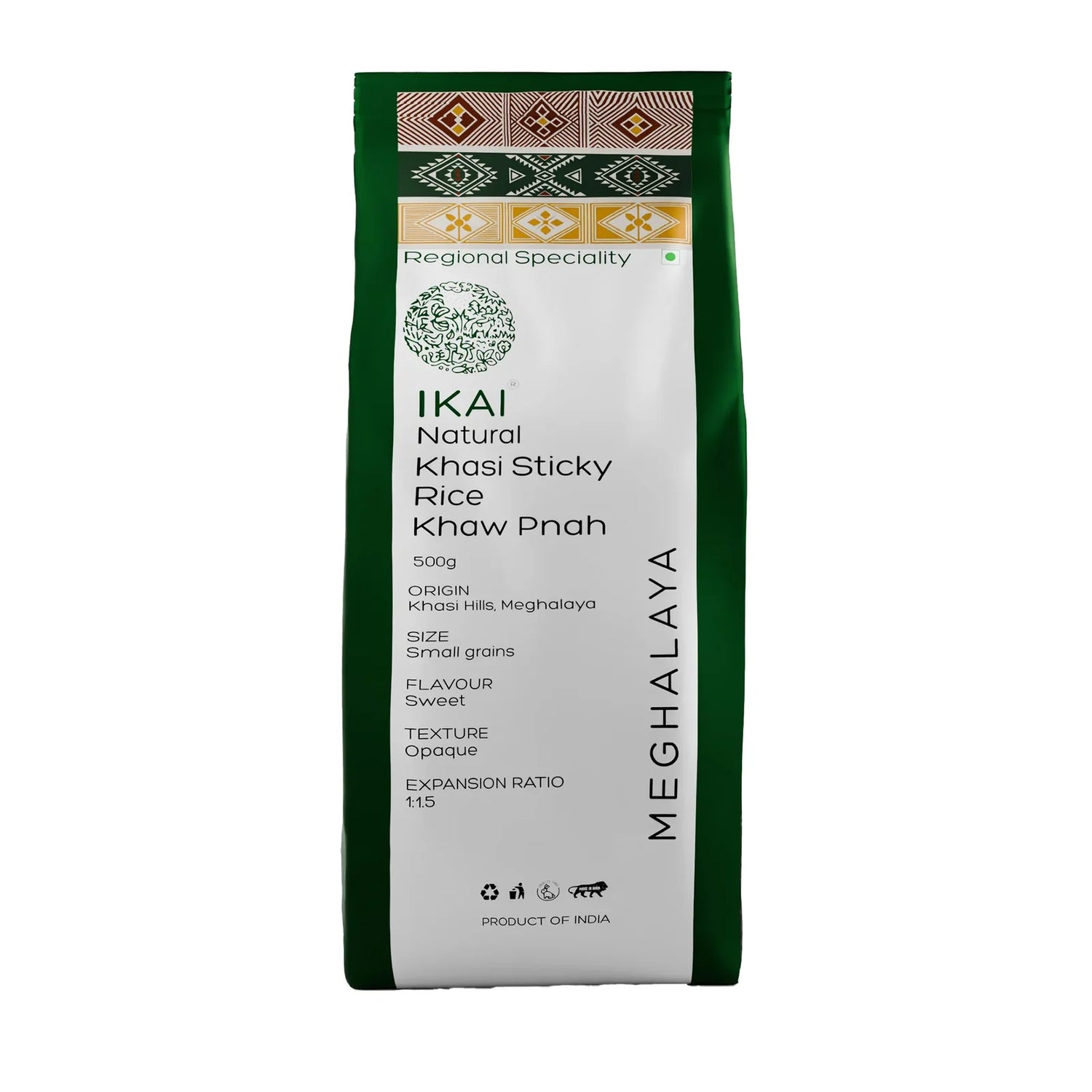 Rice | Natural Khasi Sticky Rice -Regional Specialty-Meghalaya- No Chemical Fertilisers or Pesticides, No preservatives-Ikai Organic - 500gm