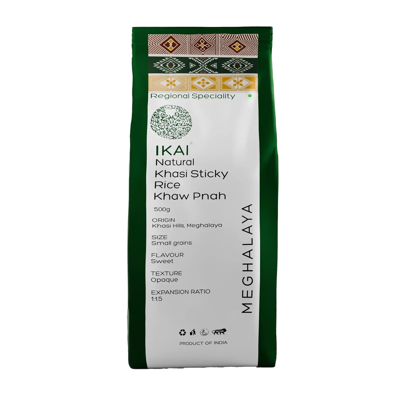 Rice | Natural Khasi Sticky Rice -Regional Specialty-Meghalaya- No Chemical Fertilisers or Pesticides, No preservatives-Ikai Organic - 500gm