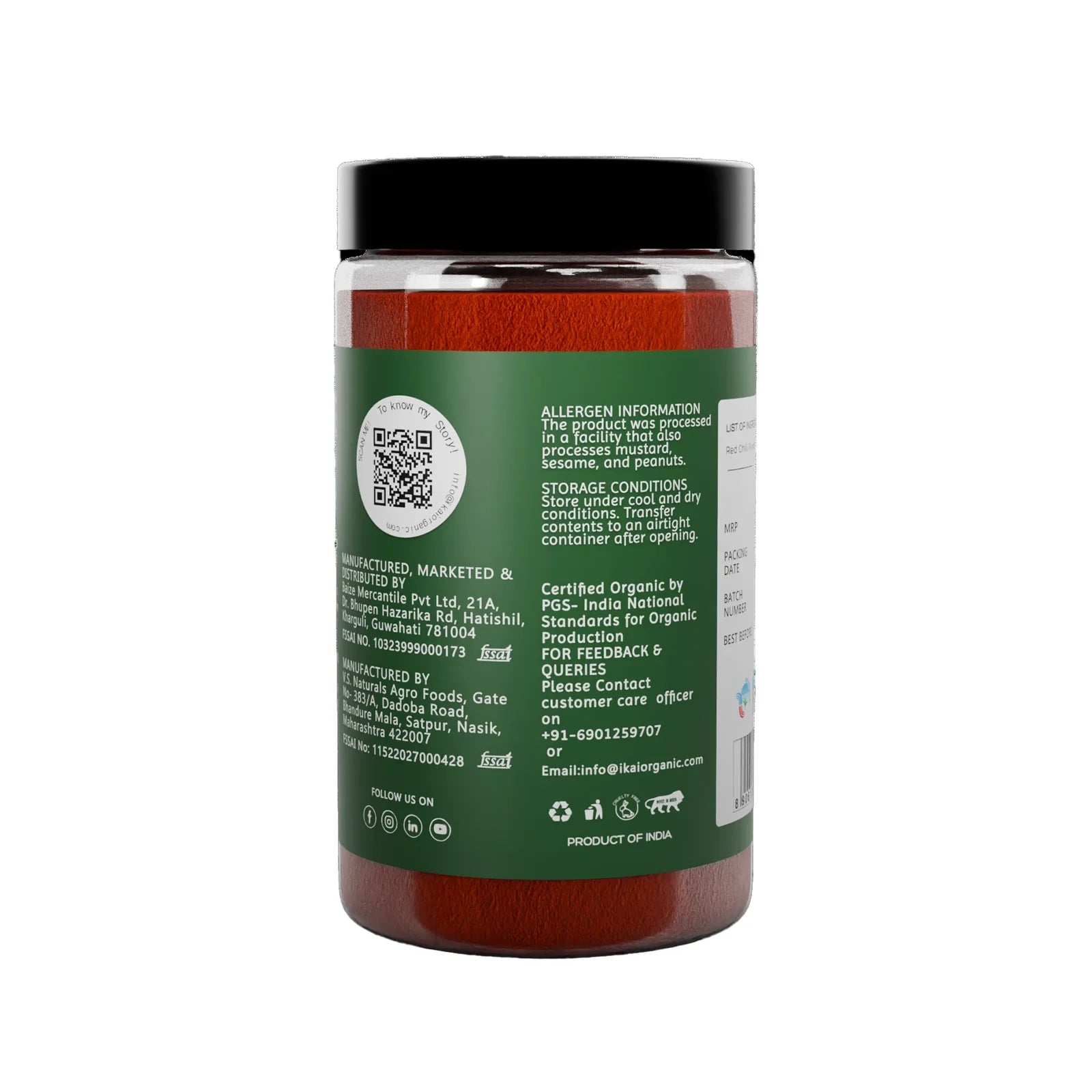 Chilli Powder |Organic Red Chilli Powder (Lal Mirch Powder)  - No Preservatives- Ikai Organic – 100gm