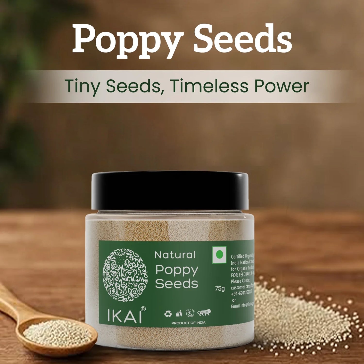 Seeds| Natural Poppy Seeds (Posto Dana)- Khus Khus, Pure , Exotic Spice - No Preservatives- Ikai Organic – 50gm
