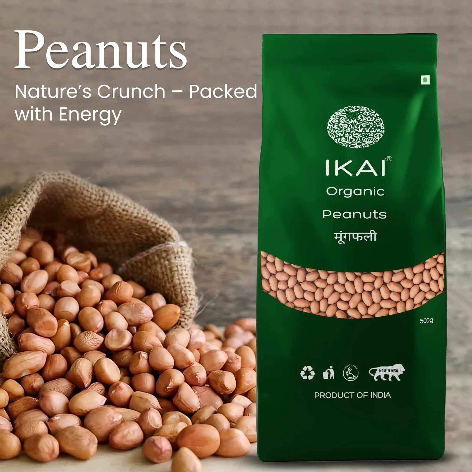 Peanuts |Organic Peanuts (Groundnut) -  Healthy Fats - Natural Protein Foods  -No Preservatives- Ikai Organic – 500gm