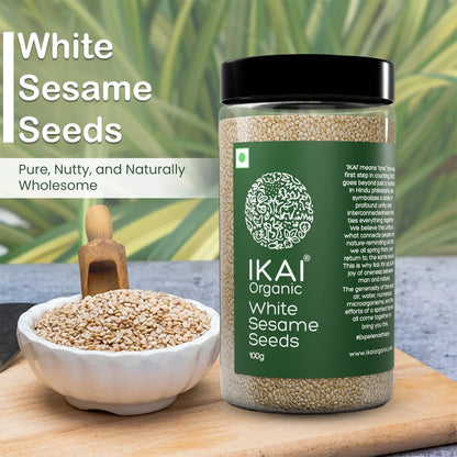 Seeds| White Sesame Seeds - Safed Til ,Healthy Seeds ,Good Fats - No Preservatives- Ikai Organic – 100gm