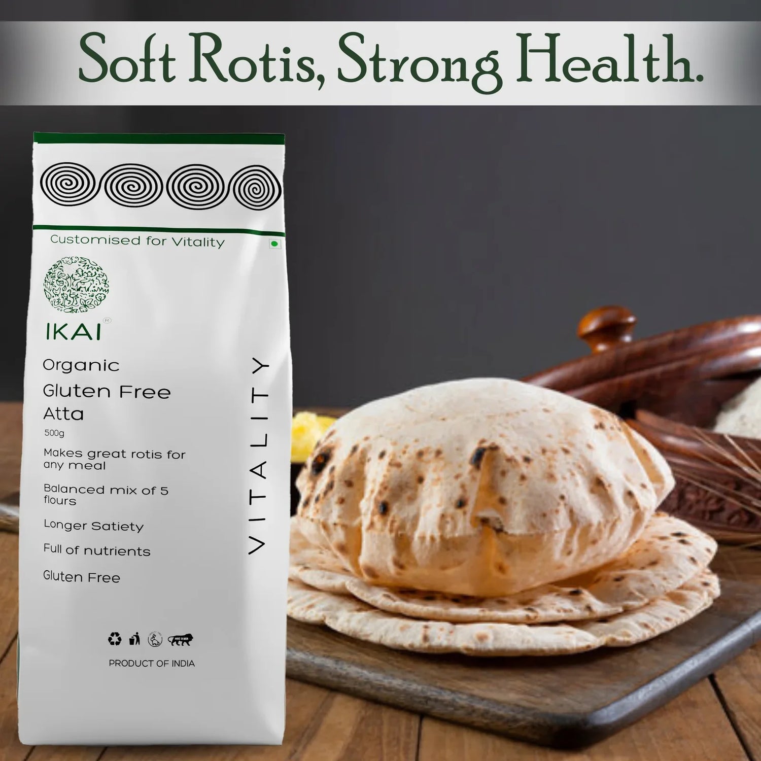 Flour | Organic Gluten Free Atta - Naturally Gluten Free ,Flour Mix - Customised for Vitality -No Preservatives- Ikai Organic – 500gm