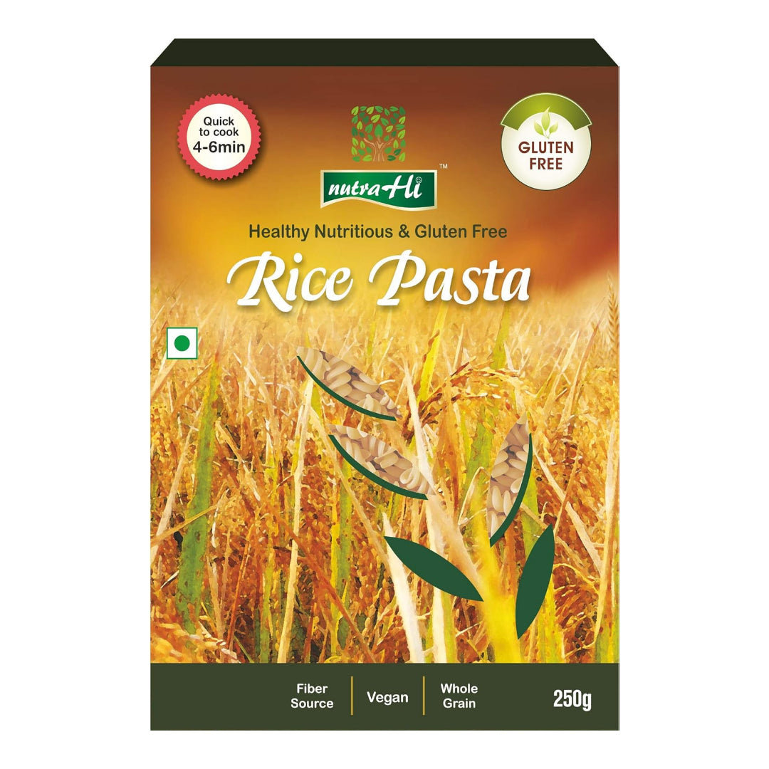 Pasta | Rice Pasta - Vegan, Gluten Free, No Maida, No Wheat, No Added Flavours & Preservatives Free - NutraHi - 250gm
