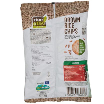 Chips | Brown Rice Chips With Paprika – Gluten Free, Half Fat, Not Fried &amp;amp; Whole Grains With Olive Oil – Riceup – 60gm