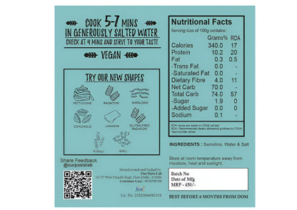 Pasta | Eggfree Girelle Pasta - 100% Semolina - No Maida &amp;amp; No Added Preservatives - Our Pasta Lab – 250gm