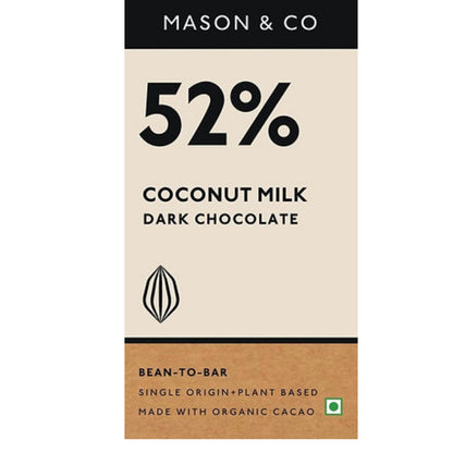 Dark Chocolate | 52% Coconut Milk Dark Chocolate Bar – Vegan &amp;amp; Gluten Free - Mason &amp;amp; Co – 60gm