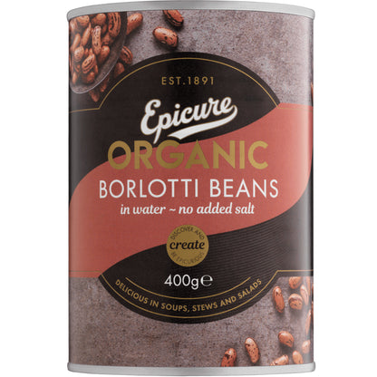 Beans | Borlotti (In Water) - Delicious In soups &amp;amp; Stews And Salad - Organic - No Added Salt - Epicure - 400gm