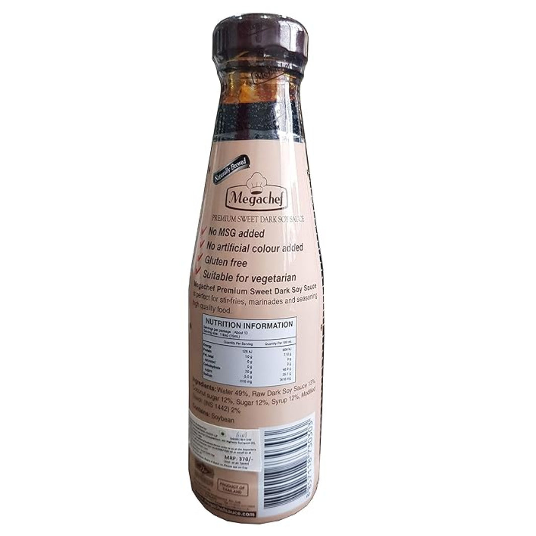 Kecap Manis (Sweet Dark Soy Sauce) - Gluten Free, No Added Preservatives, No MSG & No Added Colour - Megachef - 200ml